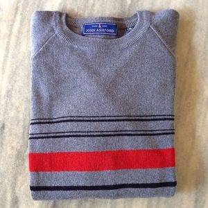 NWT. Men's 100% cotton sweater with multi colored knit stripes.